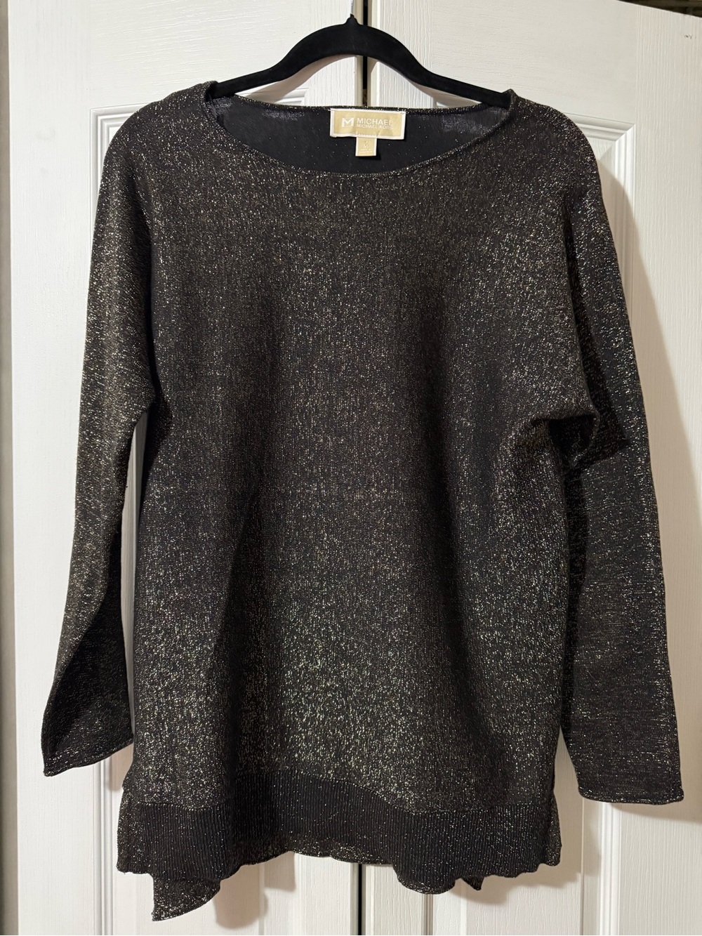 Michael Kors Metallic Gold and Black Long Sleeve Top